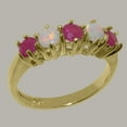 thumbnail image 2 of LBG British Made 9k Yellow Gold Natural Ruby & Opal Womens Promise Ring - 33 size options - Size 4.5, 2 of 7