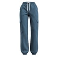 thumbnail image 4 of Lopecy-Sta Pants for Women Cargo Jogger Pants Elastic Drawstring Waist Multi Pockets Loose Fit Street Style Athletic Trousers for Spring Fall, 4 of 7