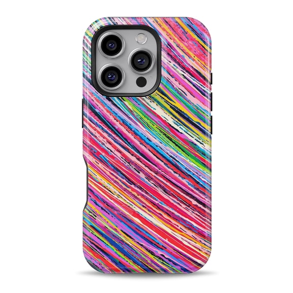 DesignSkinz Scratch-Resistant Hard Slim Case Compatible with iPhone 16 (Compatible with MagSafe) - Abstract Color Strokes