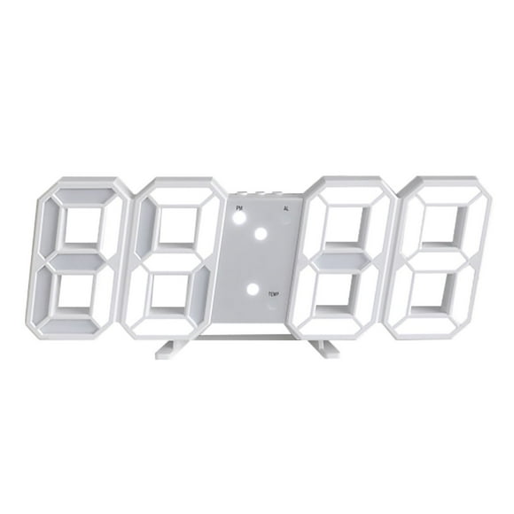 Reloj de pared LED 3D NikouMX despertador minimalista montado en la pared fuente blanca letra blanca