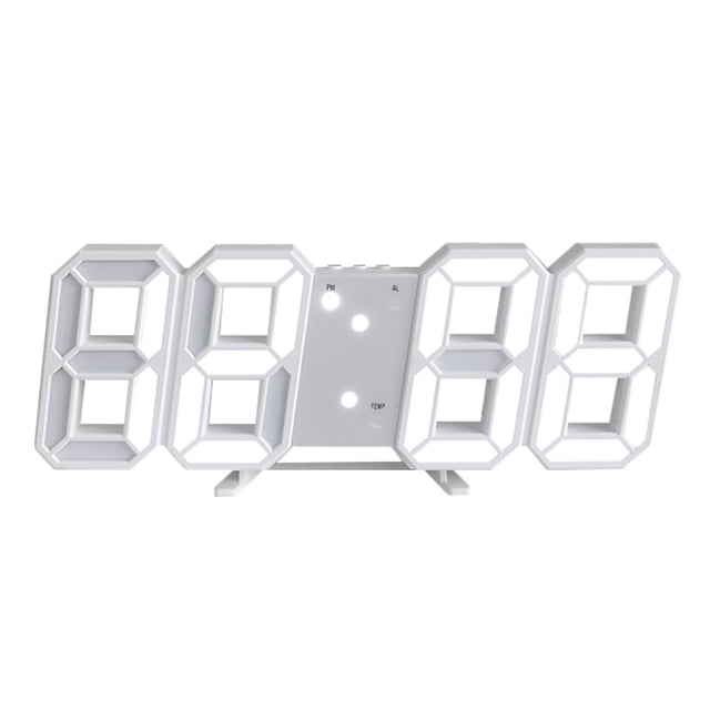 Reloj de pared LED 3D NikouMX despertador minimalista montado en la pared fuente blanca letra blanca