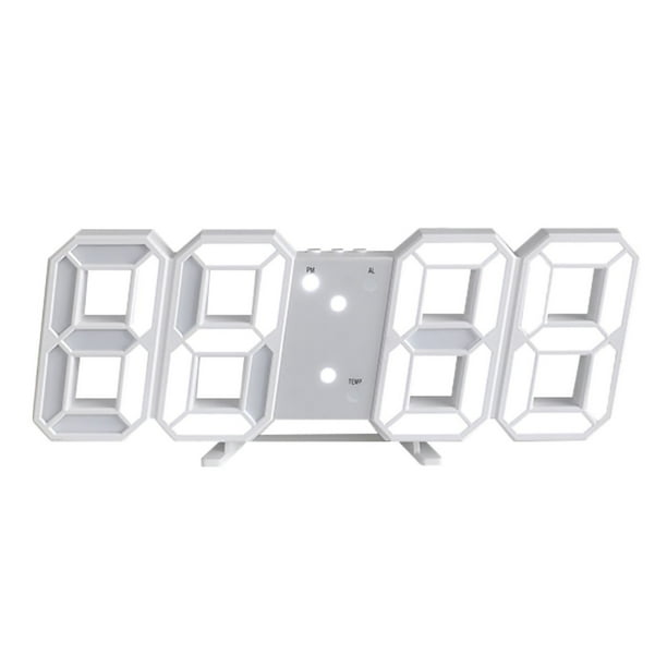 Reloj de pared LED 3D NikouMX despertador minimalista montado en la pared fuente blanca letra blanca