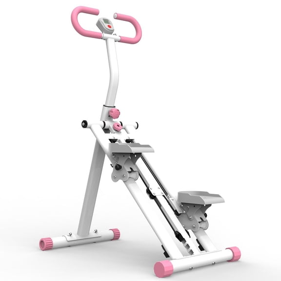 LUMAMIN Stair Stepper, Foldable Vertical Climber Workout Machine with Adjustable Handlebar, Resistance for Home Gym, 265 lbs Capacity, Pink