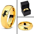 thumbnail image 4 of Tungsten Elk Moose Walking Band Ring 7mm Men Women Comfort Fit 18k Yellow Gold Dome Polished, 4 of 4