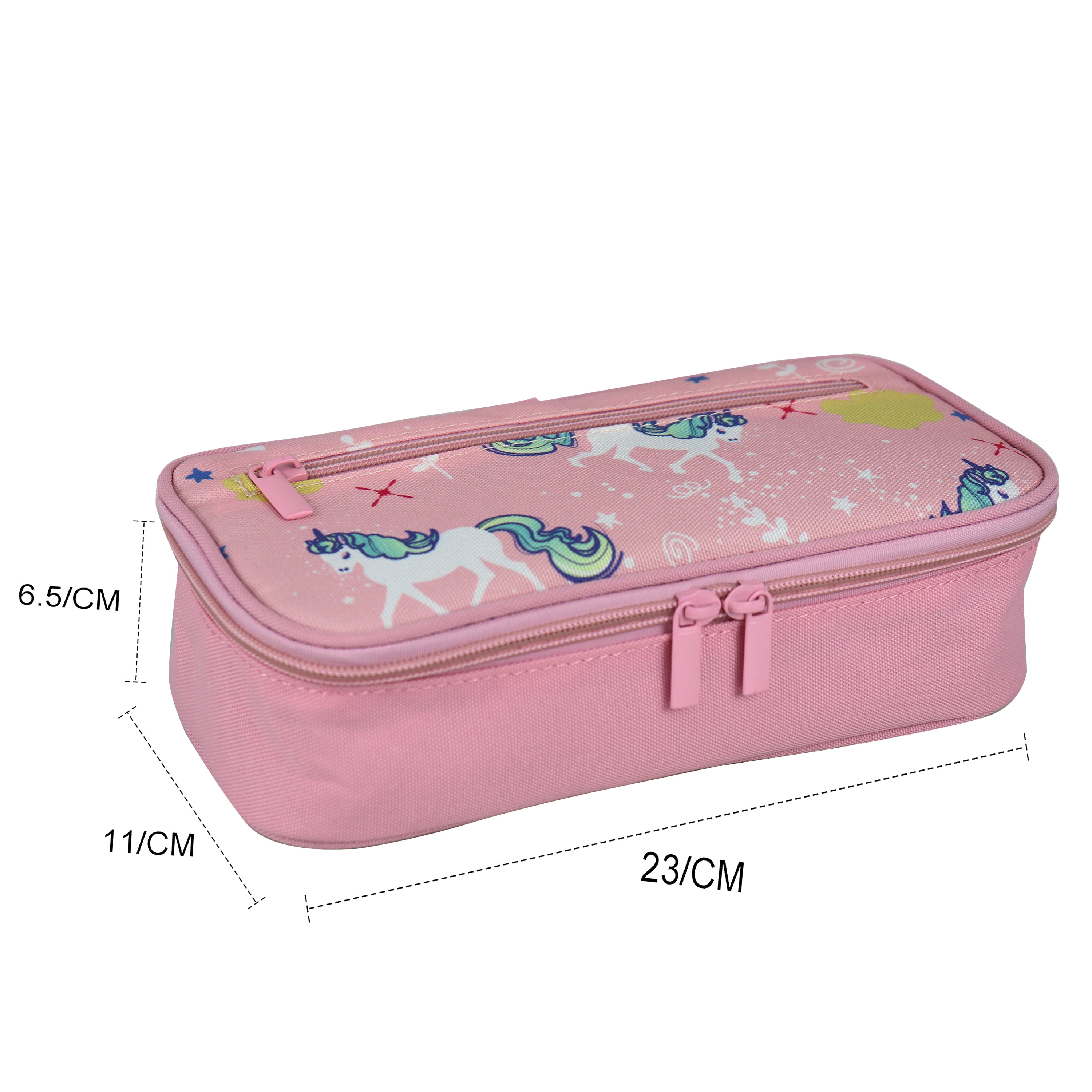 JOJOOKIDS Unicorn Pencil Case for Girls | Cute Preschool, Kindergarten, and Elementary Pen Holder with Compartments |Toddler Pink School Zipper Pouch (Pink