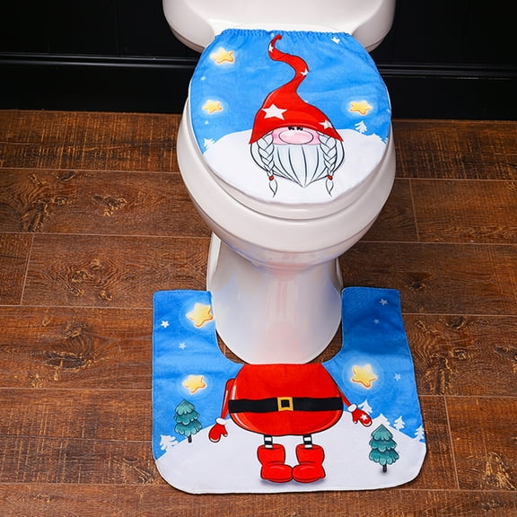 Mdesiwst 1set Washable Toilet Seat Cover Pads for Christmas Decor