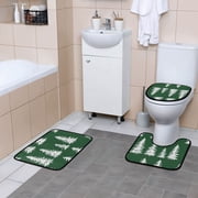 Nature's Evergreens Bathroom Accessory Curtain Sets Bath Curtain Anti-Slip Mats and Toilet Pad 66x72in