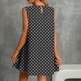 thumbnail image 4 of YueHuiYing Women's Summer Casual Fashion Free-Size Printed Dress Side-Pleated Round Neck Sleeveless Dress, 4 of 7