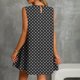 thumbnail image 3 of Vestido Corto para Mujeres Verano Moda Casual Impreso Lado Plisado Cuello Redondo Vestido sin Mangas para el Uso Diario, 3 of 7