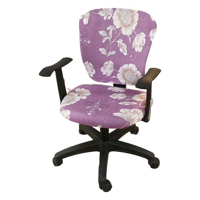 Housse Extensible pour Chaise d'Ordinateur, Housse de Chaise de Bureau, Housse de Chaise d'Ordinateur en Polyester à Haute Élasticité, Violet