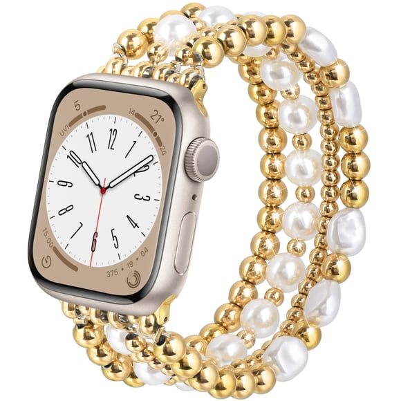 Pulseras con cuentas compatibles con Apple Watch de 38 mm/40 mm, color dorado