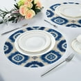 thumbnail image 4 of 15.4" Round Placemat Set of 4 Polyester Fabric Place Mats Non-Slip Dining Kitchen Table Mats for Kitchen Party Decor Intricate Blue and White Tie-dye, 4 of 5