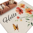 thumbnail image 2 of 5'x8' Area Rugs, Orange Red Floral Indoor Outdoor Area Rug for Living Room Bedroom, Vintage Pastoral Botanical Butterfly Washable Bathroom Rugs Kitchen Floor Carpet Mats Home Decor Aesthetic, 2 of 8