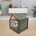 thumbnail image 3 of Cat Pet House, Cartoon Style Feline Pattern on a Hearts Dots and Fish Background Animal Theme, Outdoor & Indoor Portable Dog Kennel with Pillow and Cover, 5 Sizes, Multicolor, by Ambesonne, 3 of 5