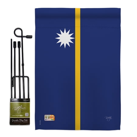 Nauru Garden Flag Set Nationality 13 X18.5 Double-Sided Yard Banner