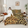 thumbnail image 4 of Homewish Teens Female Men Women Leopard Print Full Size Comforter Sets 3-Piece,Jungle Animal Bedding Comforter Set,Woodland Wildlife Print Lightweight Bedding Sets,Lightweight Room Decor, 4 of 8