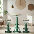 thumbnail image 4 of LOKKHAN Industrial Bar Table 38.6"-48.4" Height Adjustable Swivel Round Wood Tabletop 23.7" Dia, Kitchen Dining Office Coffee Bistro Pub Table (Aged Green), 4 of 18