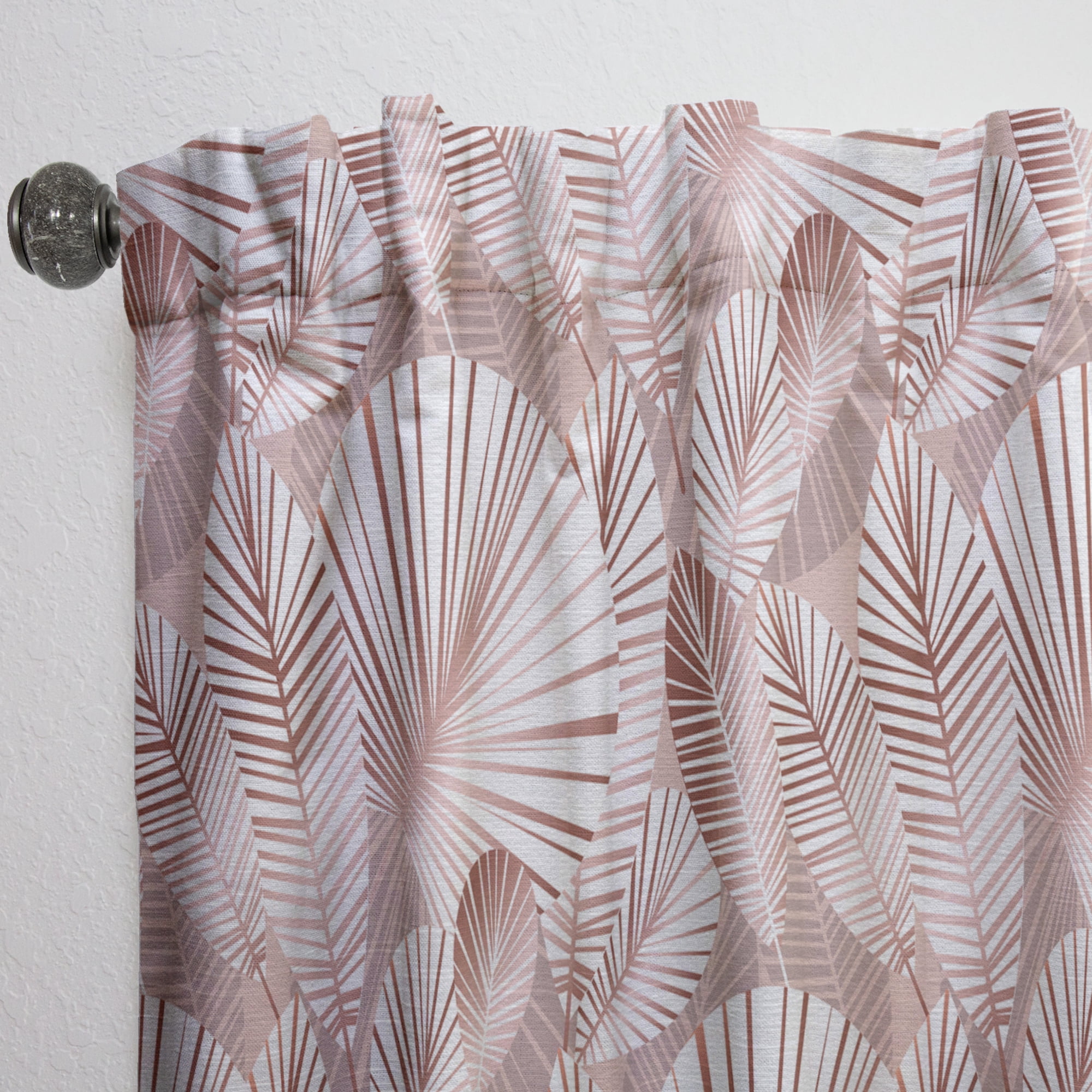 Designart 'Golden Tropical Leaves Pattern IV' Mid-Century Modern Curtain Panel