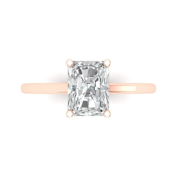 Clara Pucci 14K Rose Gold 2ct WhiteSapphire Solitaire Ring for Women