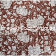 thumbnail image 3 of Vintage Floral Kantha Quilt, Brown and White Cotton Bedspread with White Stitched Pattern, Kantha Gudri ( Single 60" x 90" ), 3 of 5