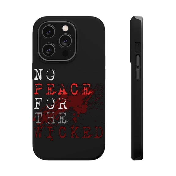 DistinctInk Tough Case for Apple iPhone 15 PRO (6.1" Screen), Compatible with MagSafe Charging - No Peace For The Wicked