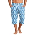 thumbnail image 2 of Mens Swim Trunks Men's Casual Hawaiian Print Drawstring Cropped Capri Pants Resort Print Swim Trunks with Elastic Waist Summer Beach Shorts for Vacation Spring Travel Blue L, 2 of 9