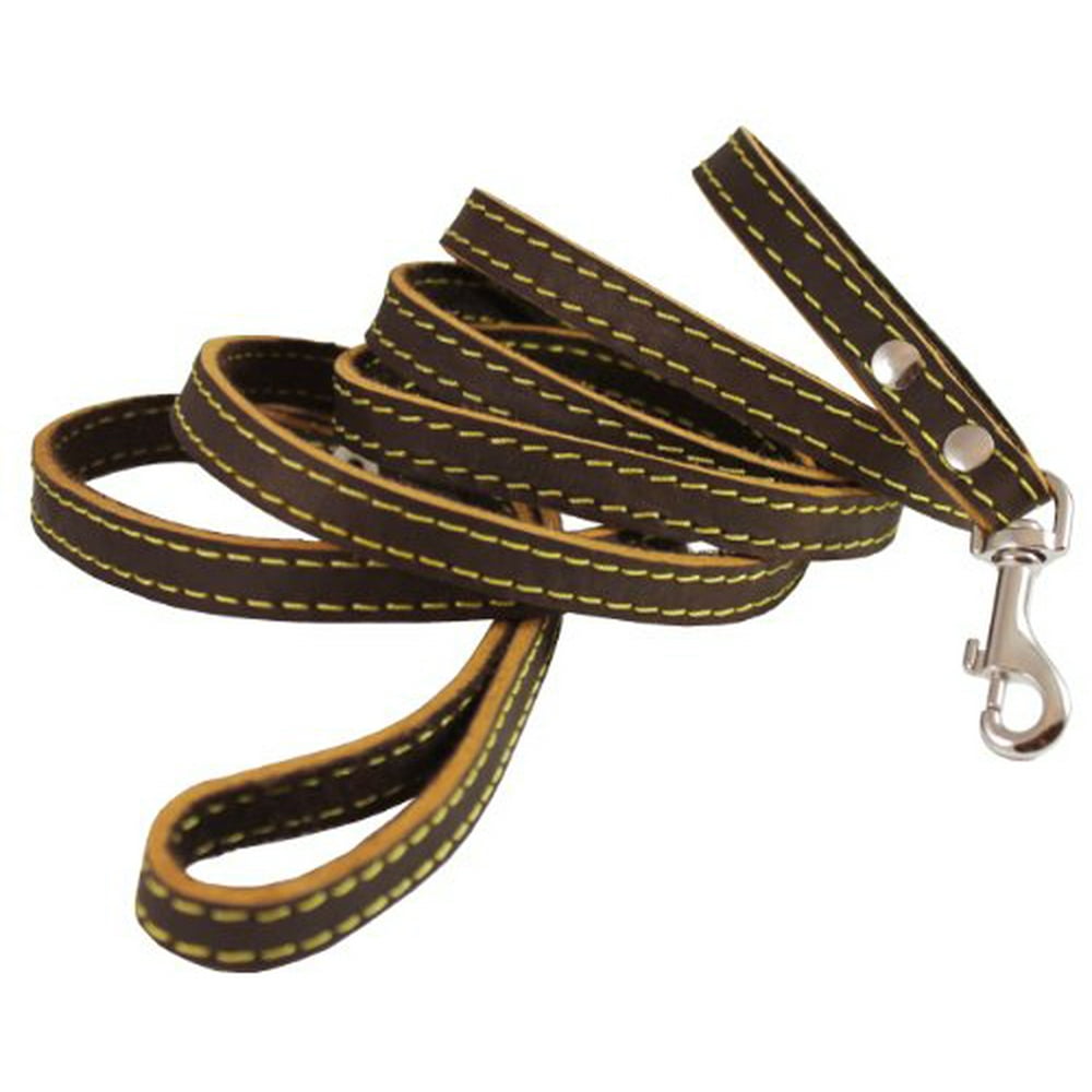Genuine Thick Leather Classic Dog Leash 1/2" Wide 6 Ft, Small Breeds