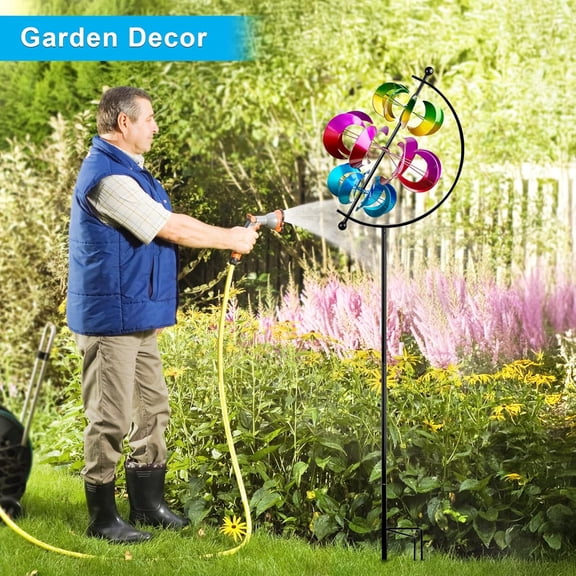 62.9" Large Wind Spinner Outdoor Decor, Garden Art with Metal Stake, Resistant for Yard,  and Lawn