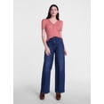 thumbnail image 3 of Scenario Women's V-Neck Henley Top with Short Puff Sleeves, Sizes XS-XXXL, 3 of 6