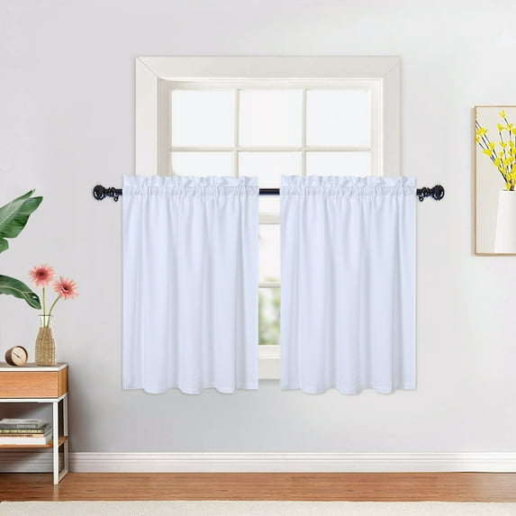 Litake Cafe Curtains 36 Inches Length, Short Kitchen Curtains with Embossed Bubble Textured, Soft Seersucker Fabric 100% Water Repellent Bathroom Curtains for Shower