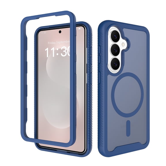 Case for Samsung Galaxy S26 FE with Screen Protector, Magnetic Translucent Matte Phone Case, Shockproof Protective Cover with Camera Protection, Blue