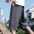 thumbnail image 5 of Fmbrln Mens Capris Pants Summer Fashion Drawstring Elastic Waist Straight Leg Capri Pants Casual Loose Fit Solid Capris Pants with Pockets, 5 of 5