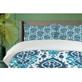 thumbnail image 4 of Ambesonne Ikat Duvet Cover Sets, Tribal Motifs in Aztec Style, 2-King, Sea Blue and White, 4 of 7