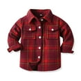 thumbnail image 3 of Ketyyh-chn99 Fall Kids Little Boys Girls Baby Long Sleeve Button Down Plaid Flannel Shirt Girl Boy Jackets Kids Cotton Children Outerwear Red,80, 3 of 3
