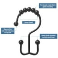 thumbnail image 4 of AmazerBath Black Shower Curtain Hooks Rings, Rust-Resistant Metal Double Glide Shower Hooks for Bathroom Shower Rods Curtains, Set of 12 Hooks - Matte Black, 4 of 8