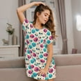 thumbnail image 3 of Susaid heart Skull cute Pattern Sleep Shirts for Women Short Sleeve Night Shirts for Sleeping Pullover Nightgown Soft Nightdress, 3 of 6