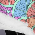 thumbnail image 3 of Oversized Wearable Blanket Hoodie,Pink Blue Lemon Fruit Slices Sherpa Blanket Hoodie with Super Pockets,Super Warm Fuzzy Pullover for Women & Men, 3 of 6