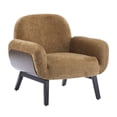 thumbnail image 3 of Christopher Knight Home Accent Armchair with Wrap-Around Backrest, Solid Wood Frame, Tan, 3 of 8