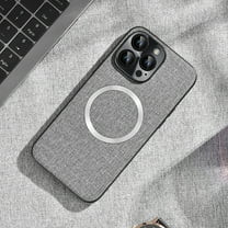 For iPhone 14 Pro Max Matte Case [Compatible with Magsafe] Soft TPU Bumper   PU Leather Cloth Textured Back Ultra-Thin Business Shockproof Soft Drop Protective Case For iPhone 14 Pro Max,Gray