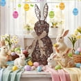 thumbnail image 2 of Guvpev 16" Hand-Woven Wicker Easter Bunny with Fishtail Burlap Bow, Rustic Rattan Rabbit Topiary Figurine, Large Twig Topiary Decoration for Farmhouse Front Porch, Entryway & Spring Garden Decor, 2 of 7