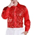 thumbnail image 2 of Kctiaxy Button Down Shirt Men Sequin Long Sleeve Shirts Casual Turndown Collar Soft Breathable Blouse Wedding Formal Suits, 2 of 3