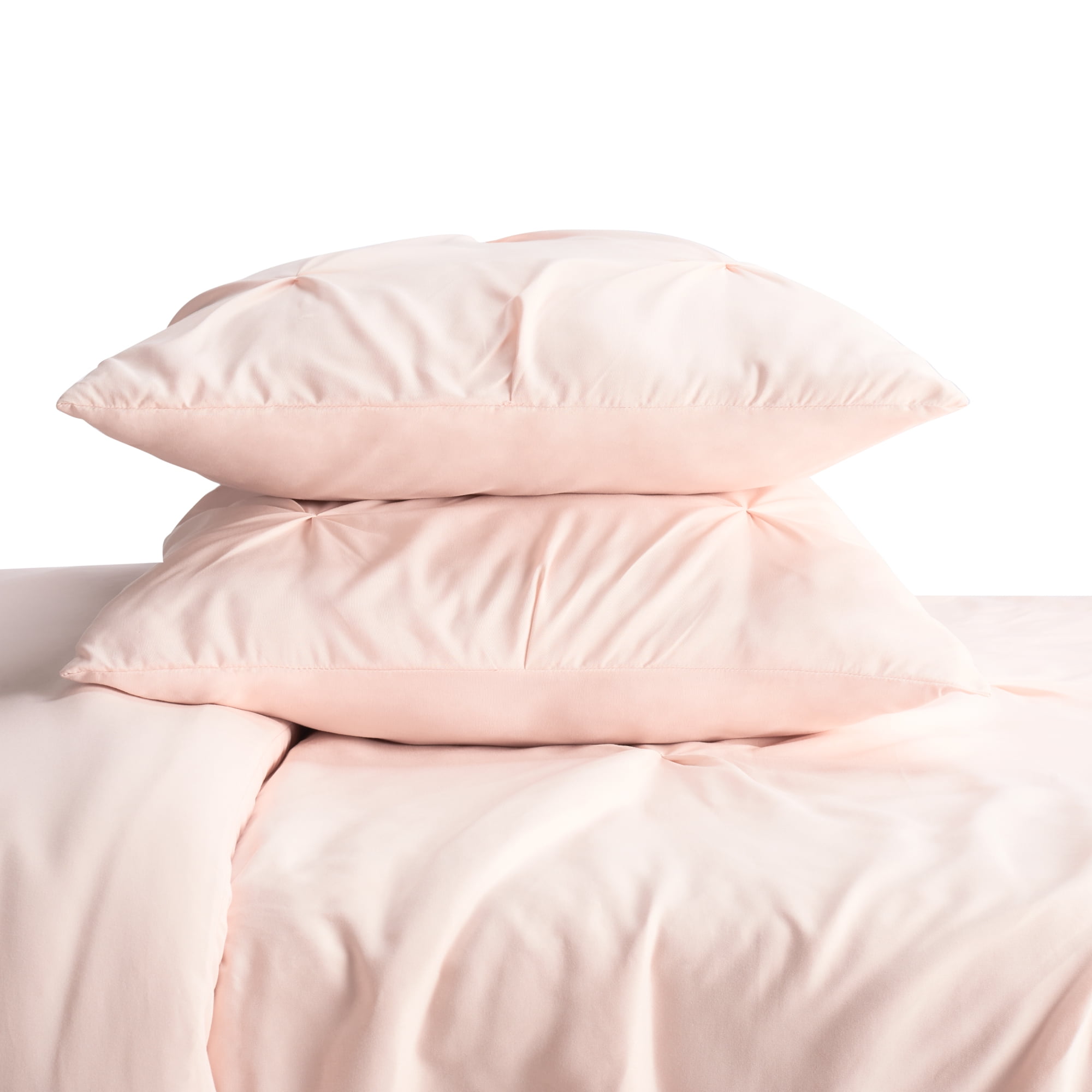 Serta Simply Clean Pleated 3-Piece Solid Duvet Set, Pink, Full/Queen