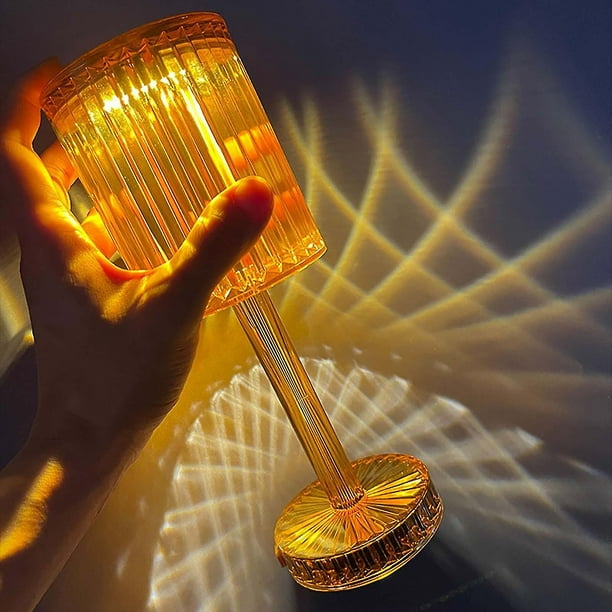 Lámpara de cristal con control táctil Lámpara de mesa de cristal con control táctil inalámbrico Puerto USB Lámpara de mesita de noche regulable de 3 vías - Transparente ACTIVE Biensenido a ACTIVE