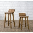 thumbnail image 3 of Home Square 1.75" Reclaimed Elm Wood Low Back Barstool in Honey Brown - Set of 2, 3 of 6