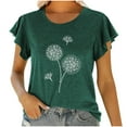 thumbnail image 1 of Birdeem Fashion Women Round Neck Short Sleeve Ruffle Printing T-Shirt Tops Summer Blouse, 1 of 7