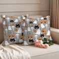 thumbnail image 2 of Halloween Grey Outdoor Waterproof Pillow Covers, Black White Ghost Orange Skull Pumpkin Decorative Square Throw Pillowcase Sofa Cushion Sham for Patio/Couch/Chair, 20"x20" 2 Pack, 2 of 8