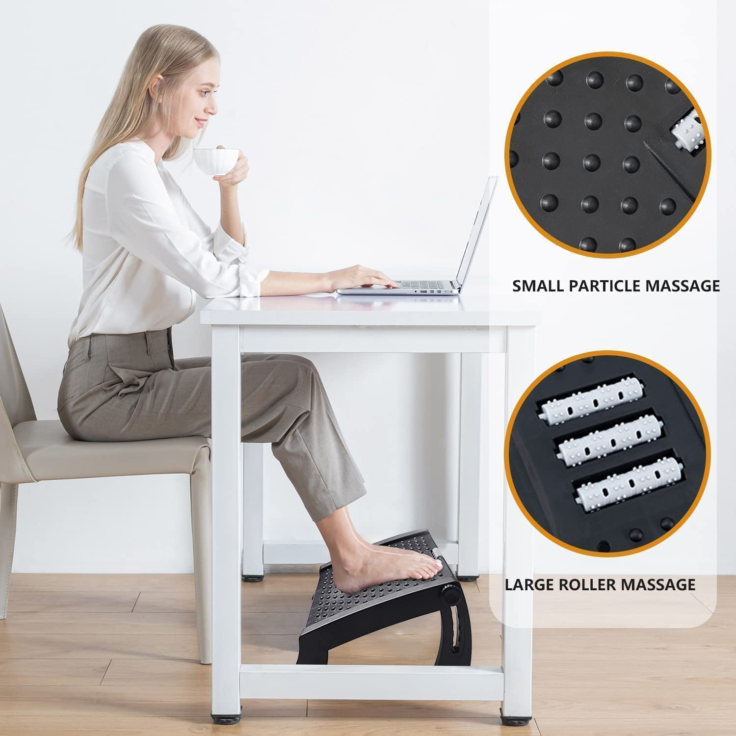 Foot Rest Under Desk for Office Use, Height Adjustable Foot Rest with  Massage Surface, Ergonomic Foot Stool for Desk. (Black-1)