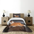 thumbnail image 4 of Ambesonne English Bulldog Quilted Bedspread Set 2 Pcs, Resting Puppy, Twin Size, Seal Brown White Brown, 4 of 5