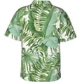 thumbnail image 2 of Green Plam Leaf Mens Hawaiian Shirt Short Sleeve Casual Button Up Tropical Summer Beach Shirt, 2 of 9