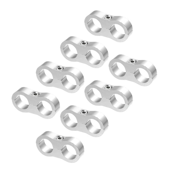 8uds Abrazadera Separador de Manguera Tono Plateado con Llave para Coche AN12 Unique Bargains